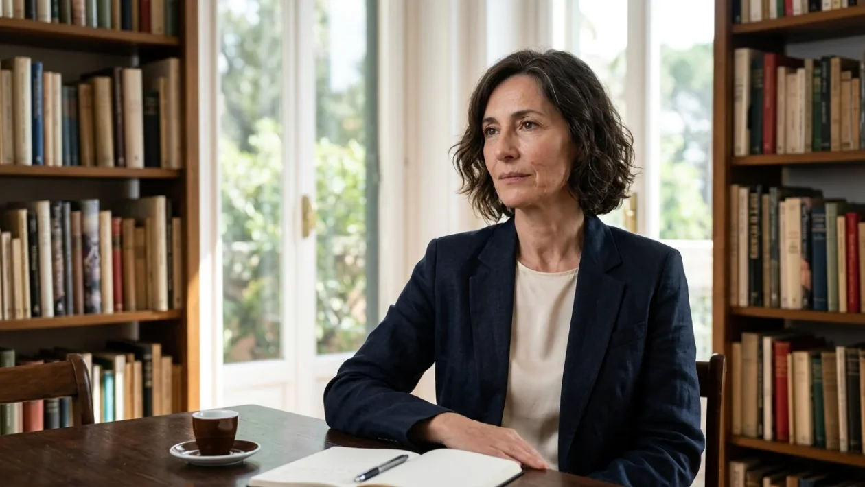 Nicoletta Braschi in primo piano durante una rassegna culturale