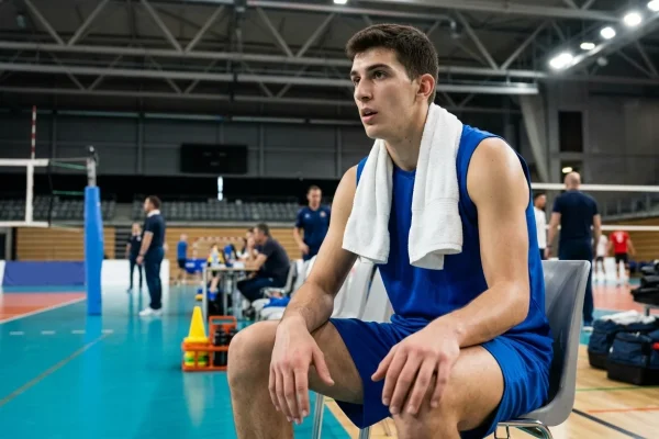 Pardo Mati esulta sottorete durante una partita della Nazionale italiana di volley