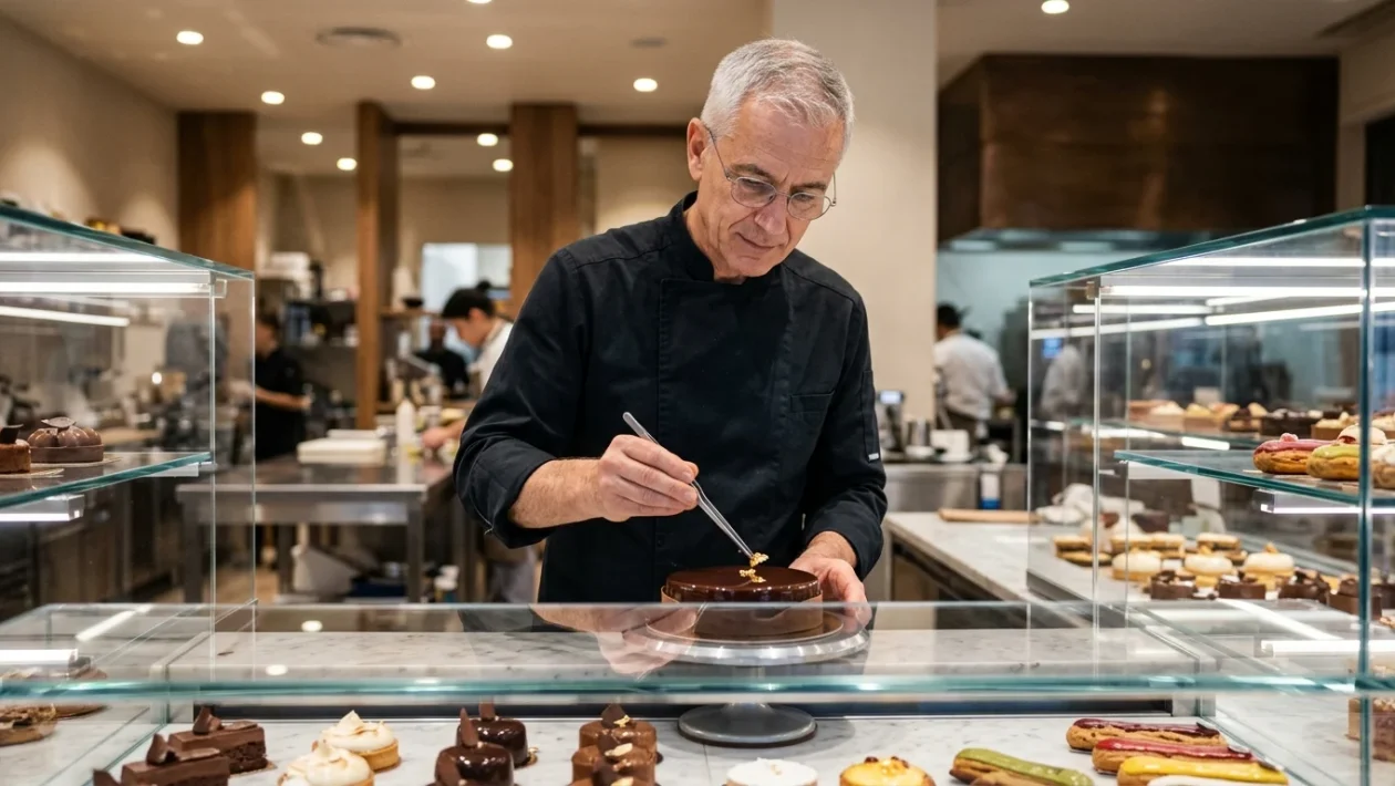 Vetrina e creazioni al cioccolato della pasticceria di Ernst Knam a Milano