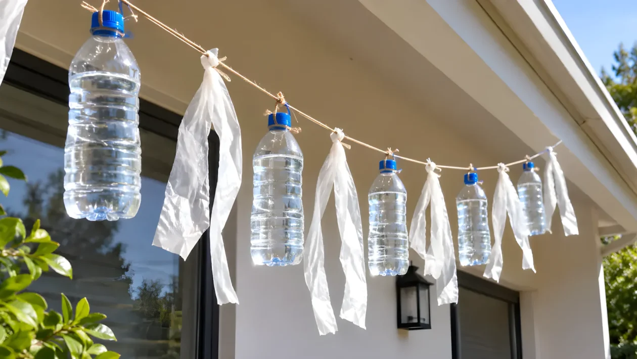Perché appendere bottiglie di plastica piene d’acqua fuori casa allontana piccioni e volatili