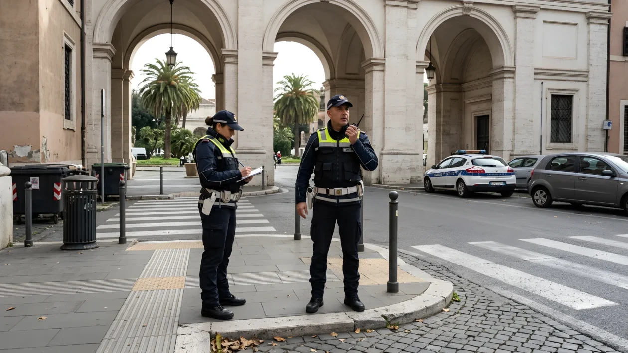 Piazza Vittorio Emanuele II a Roma con i giardini centrali