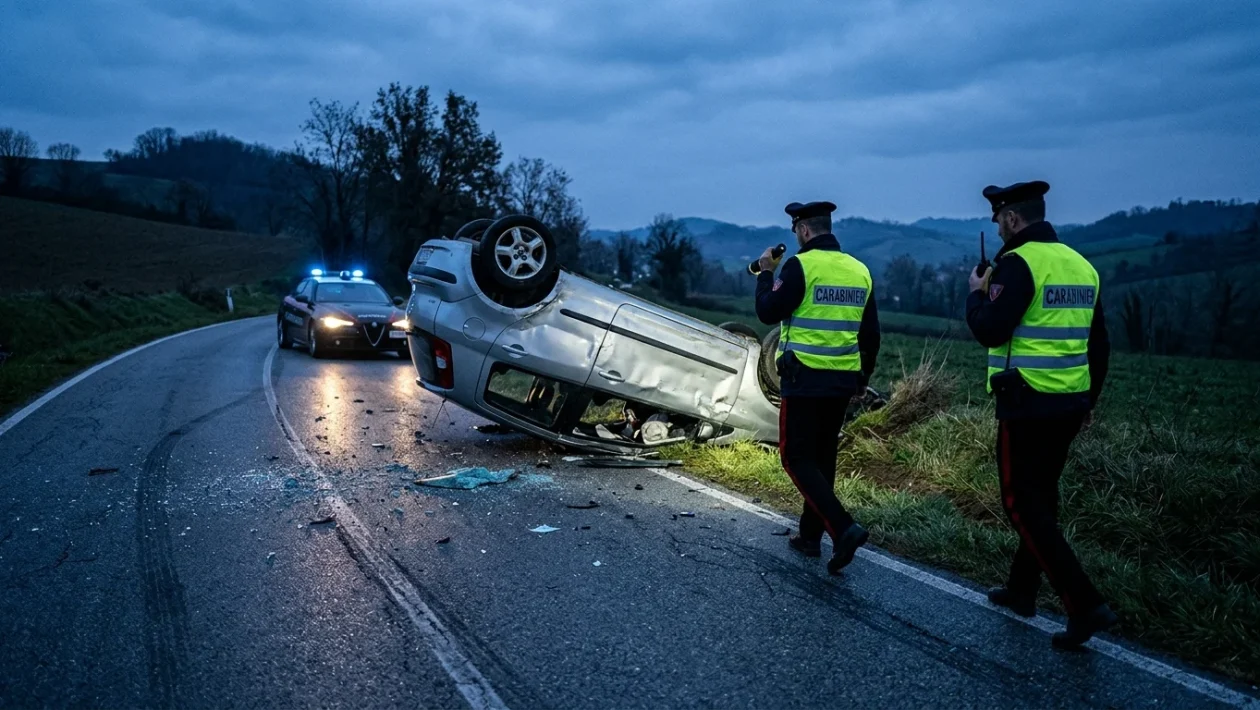 Auto incidentata e ribaltata a Borso del Grappa dopo la fuga notturna
