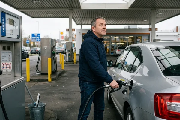 Colonnina self service per il rifornimento di gasolio presso una stazione di carburanti