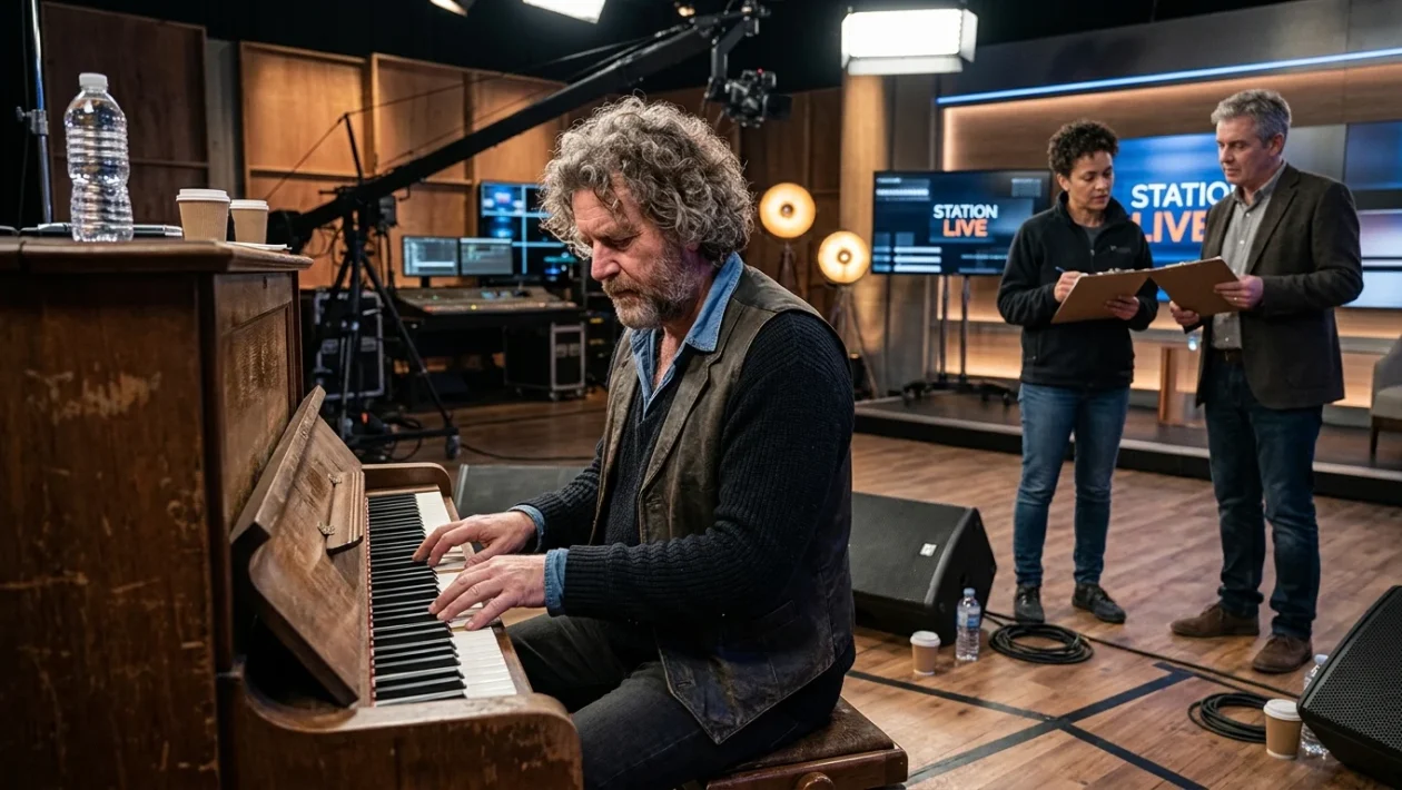 Diego Bianchi alla conduzione di Propaganda Live nello studio di La7