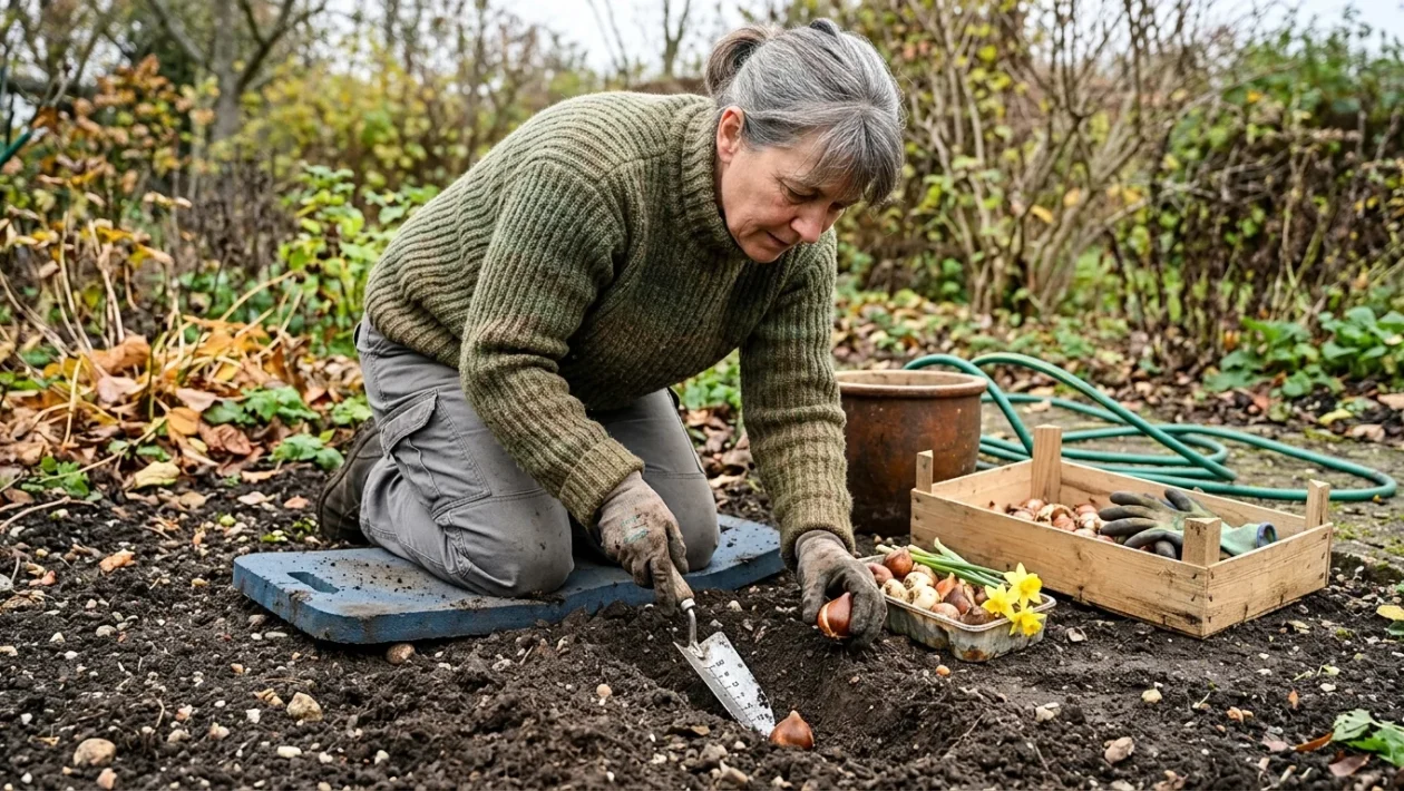 Bulbi di tulipani e narcisi pronti per la messa a dimora nel terreno autunnale