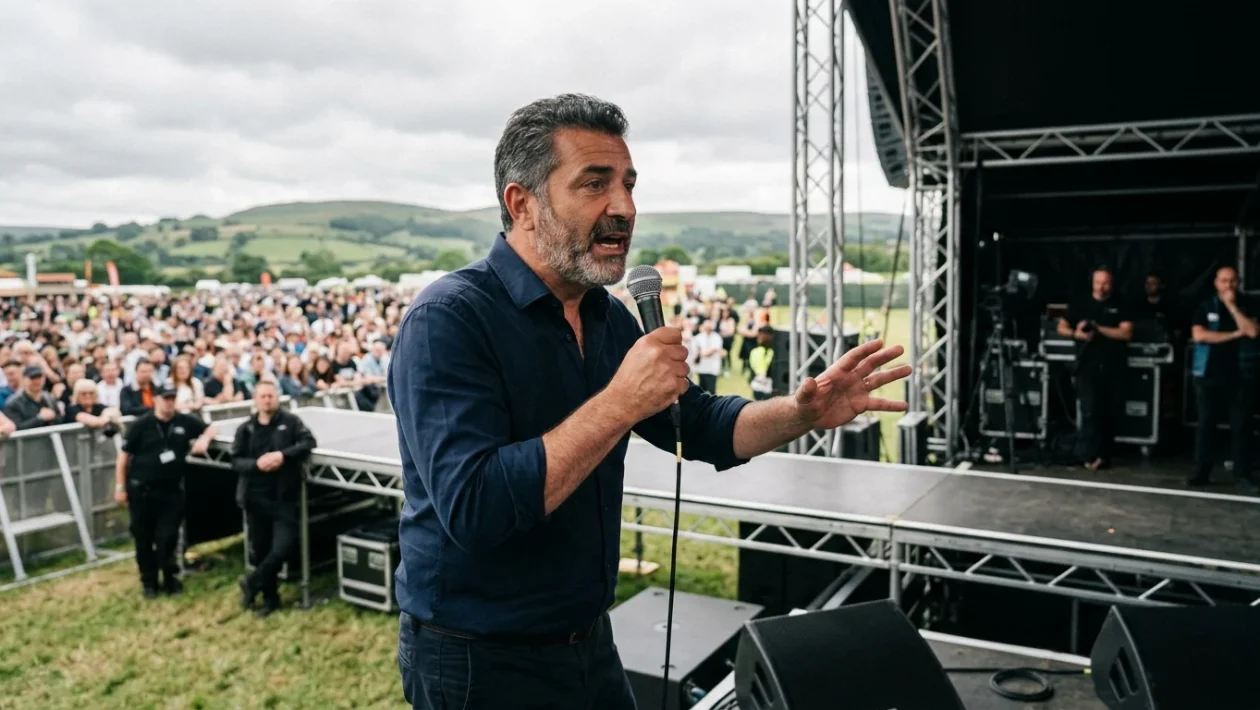 Palco del raduno della Lega sullo storico prato di Pontida