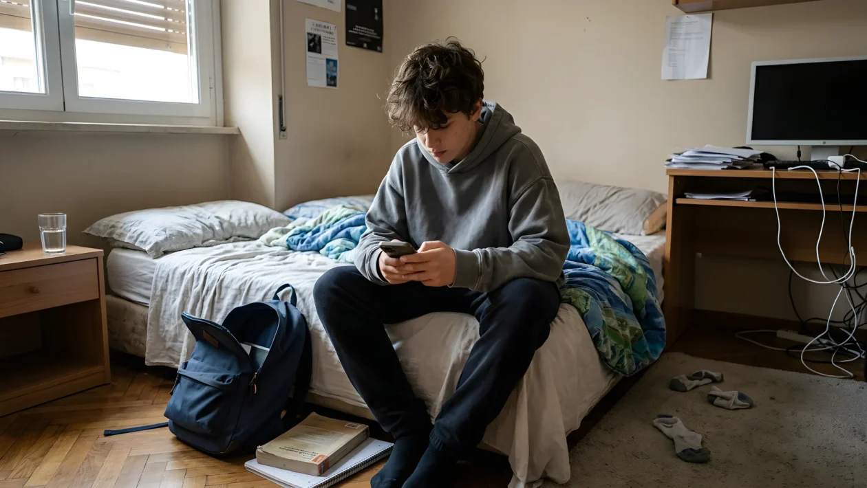 Studenti a scuola durante le lezioni tra libri e dispositivi digitali