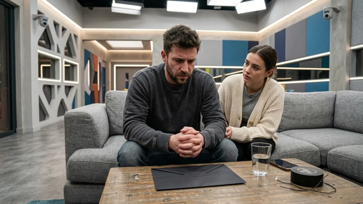 Studio televisivo illuminato con telecamere puntate verso la passerella del reality