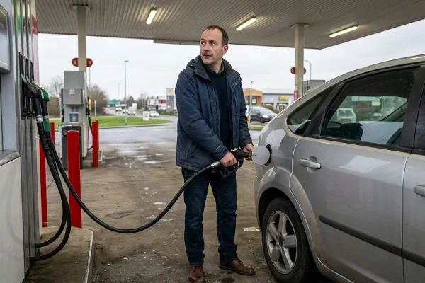 Erogatori di carburante diesel e benzina presso una stazione di servizio