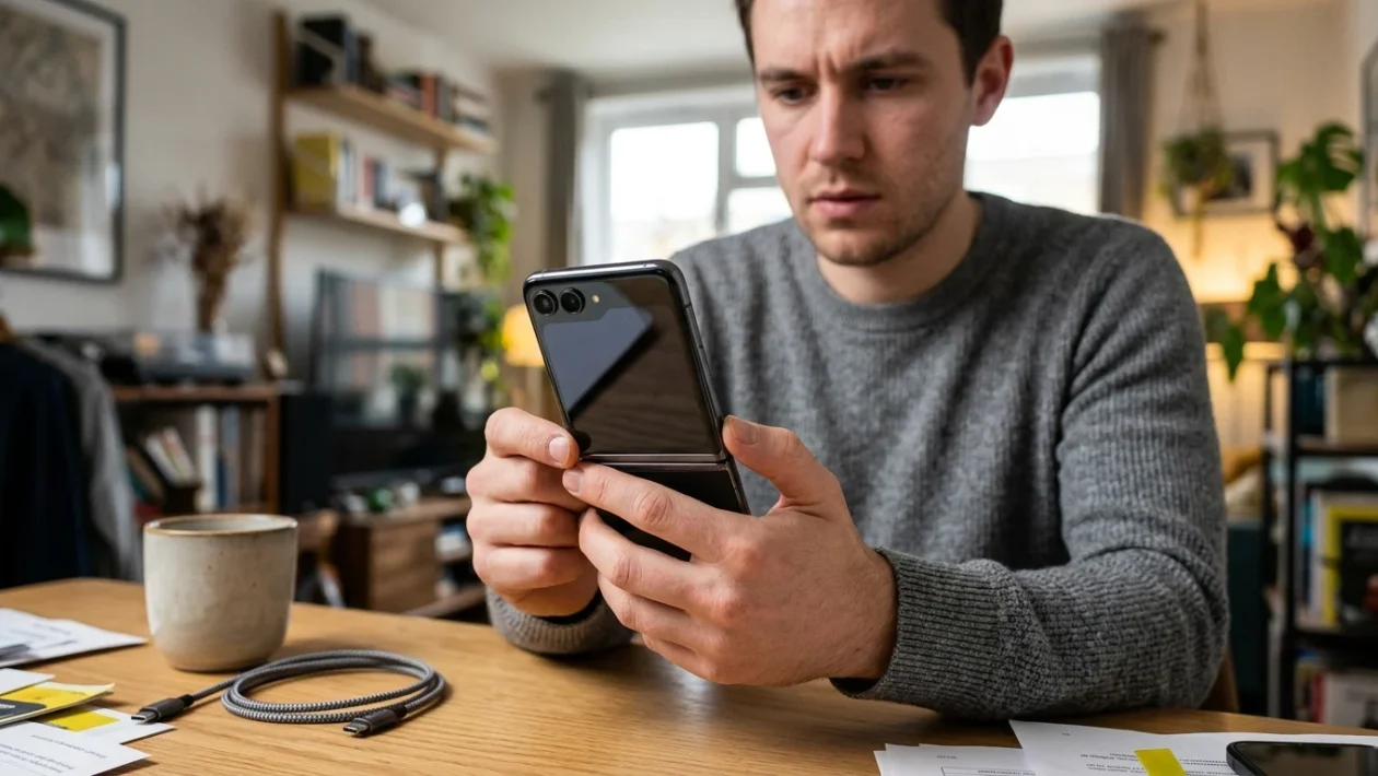 Smartphone pieghevole Samsung con display esterno acceso e funzionante