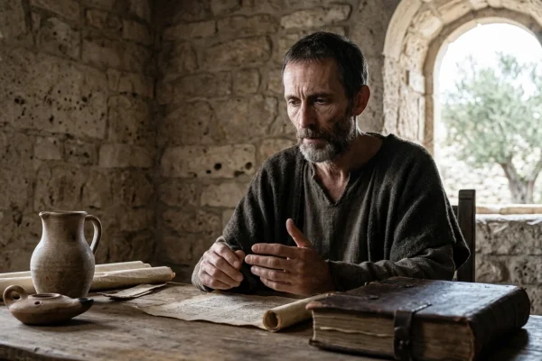 Rappresentazione artistica tradizionale di San Giovanni Crisostomo in abiti vescovili