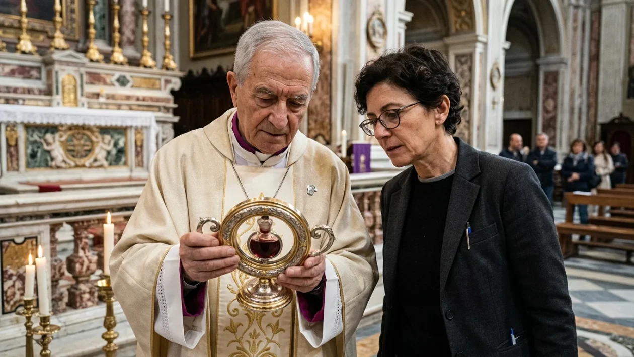Le ampolle con la reliquia del sangue di San Gennaro nel Duomo di Napoli