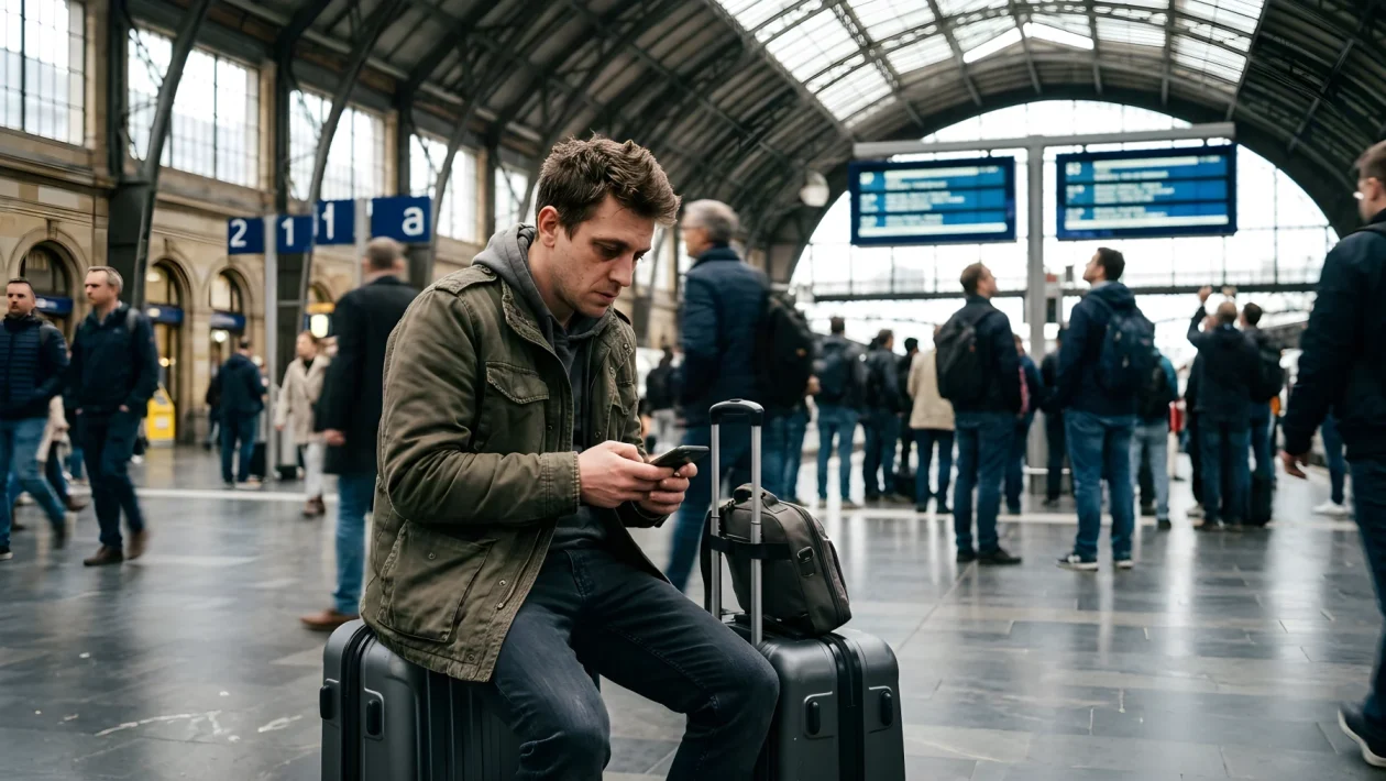 Treni fermi in stazione durante una protesta del personale ferroviario
