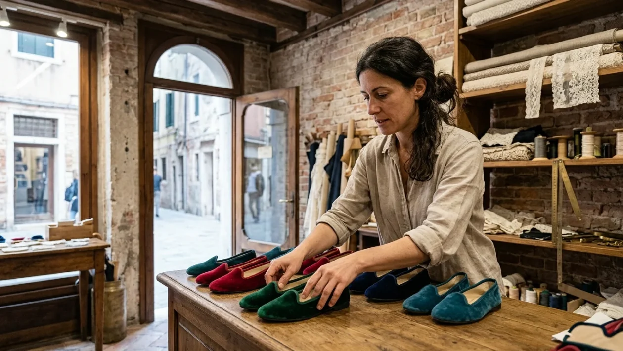 Scorcio tipico di una bottega artigianale a Venezia