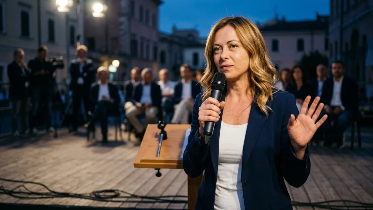 Silvia Salis parla dal palco durante un evento pubblico