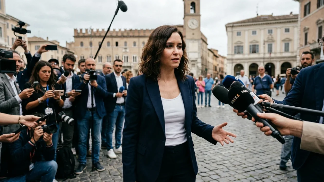Silvia Sardone durante il raduno politico sul palco di Pontida