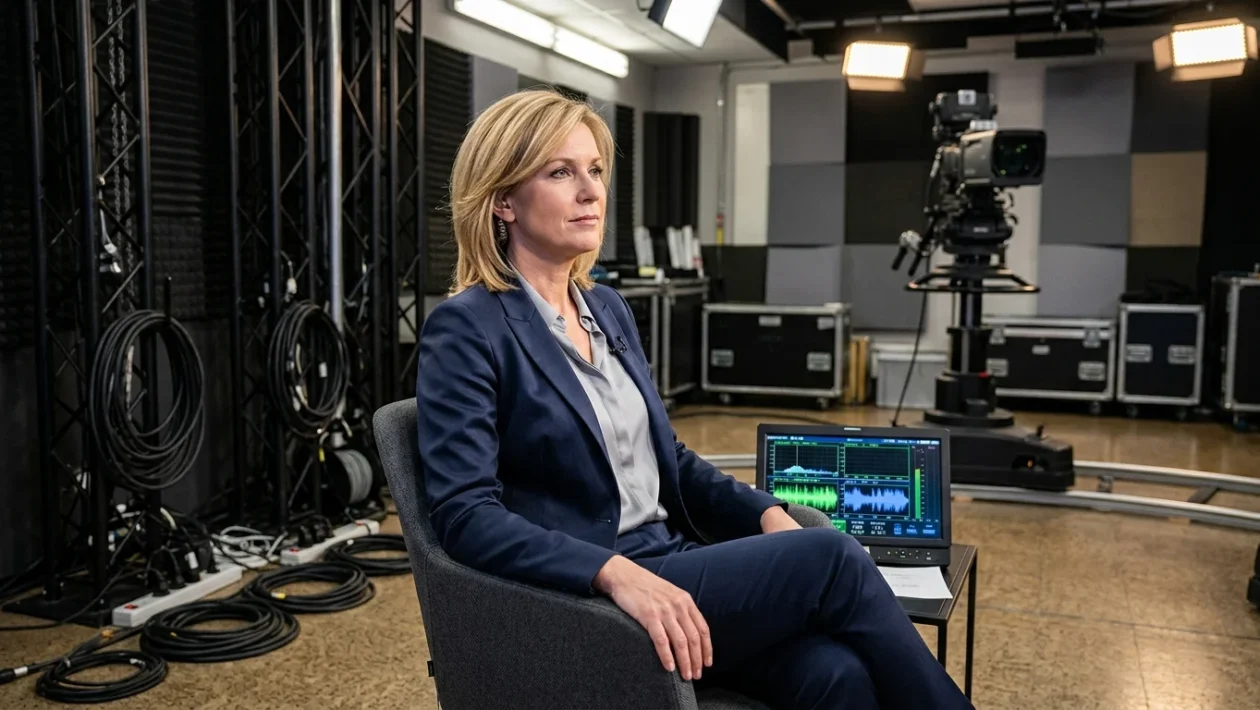 Studio televisivo di Canale 5 con le postazioni dedicate a opinionisti e conduzione