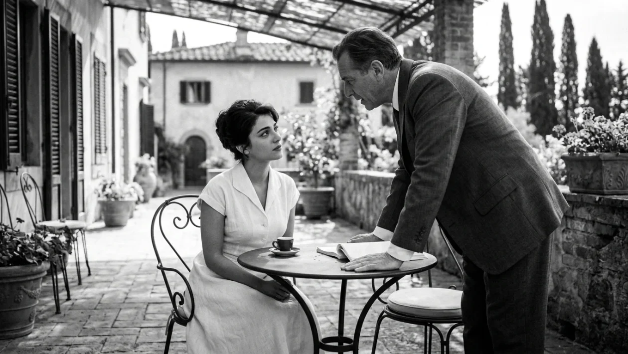 Sophia Loren e Cary Grant insieme durante una lavorazione cinematografica