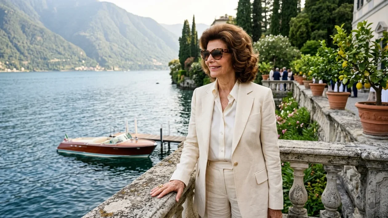 Riva Acquarama Sophia Loren esposto durante il raduno di barche d'epoca a Villa d'Este