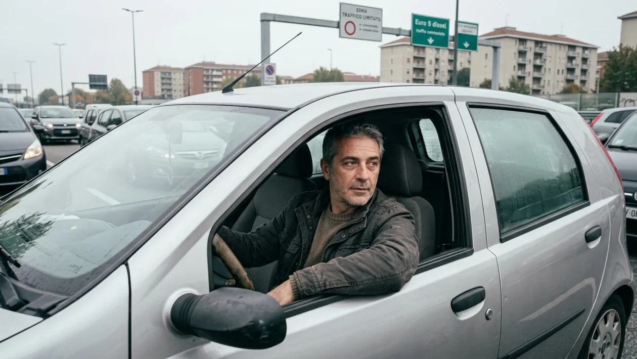 Auto diesel in circolazione in città durante i blocchi del traffico
