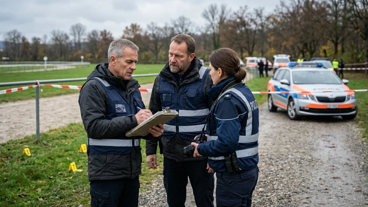 Area dell'ippodromo di Aarau transennata dalla polizia cantonale svizzera