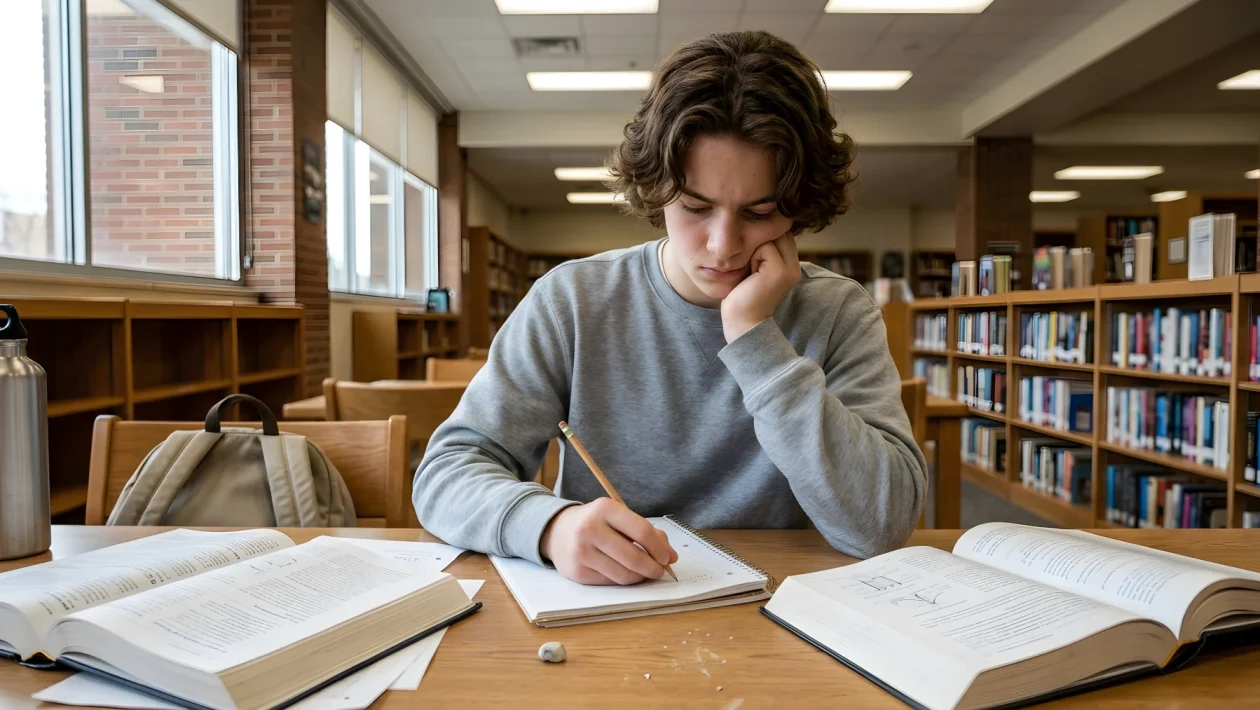 Studenti italiani impegnati in una prova di logica e lettura collaborativa su testi cartacei