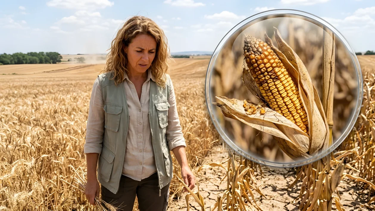 Terreno agricolo arido colpito da siccità estrema