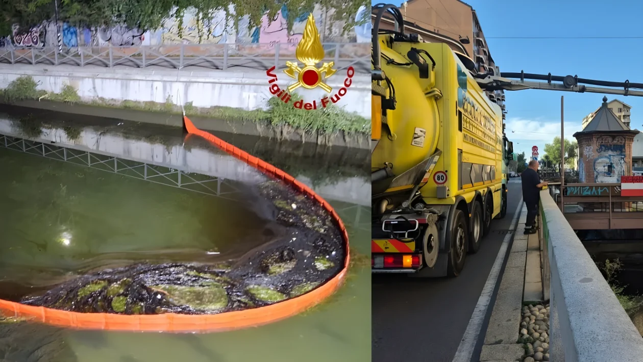 Sversamento nel Naviglio Grande: chiazza di gasolio corre per 28 km, posizionate 7 barriere per salvare la Darsena