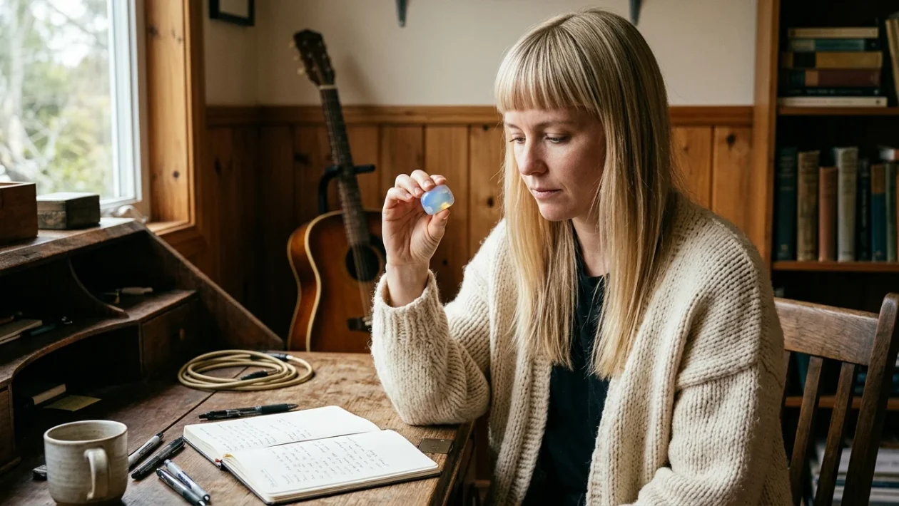 Rappresentazione artistica di simboli visivi e riflessi iridescenti legati alla musica di Taylor Swift