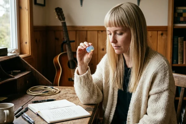 Rappresentazione artistica di simboli visivi e riflessi iridescenti legati alla musica di Taylor Swift