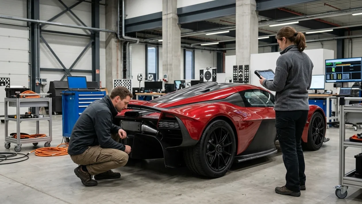 Nuova Tesla Roadster supercar elettrica con silhouette sportiva e gruppi ottici posteriori