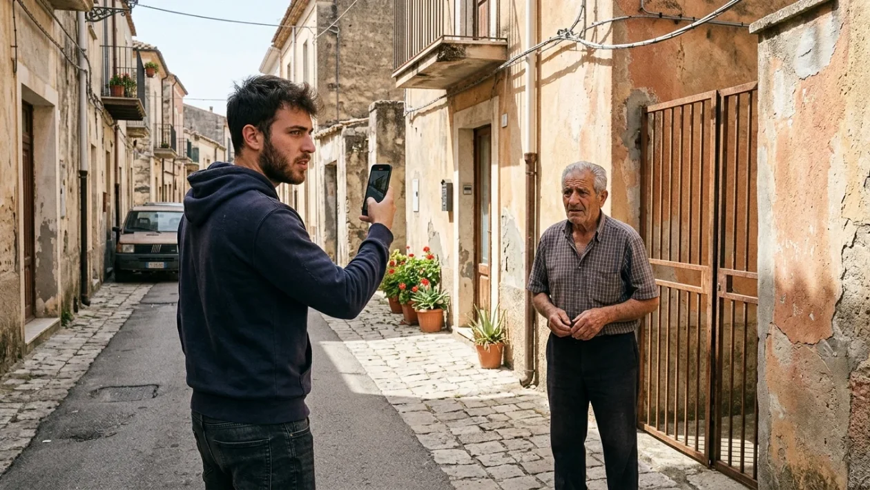 Cartello stradale di ingresso ad Avetrana in Puglia