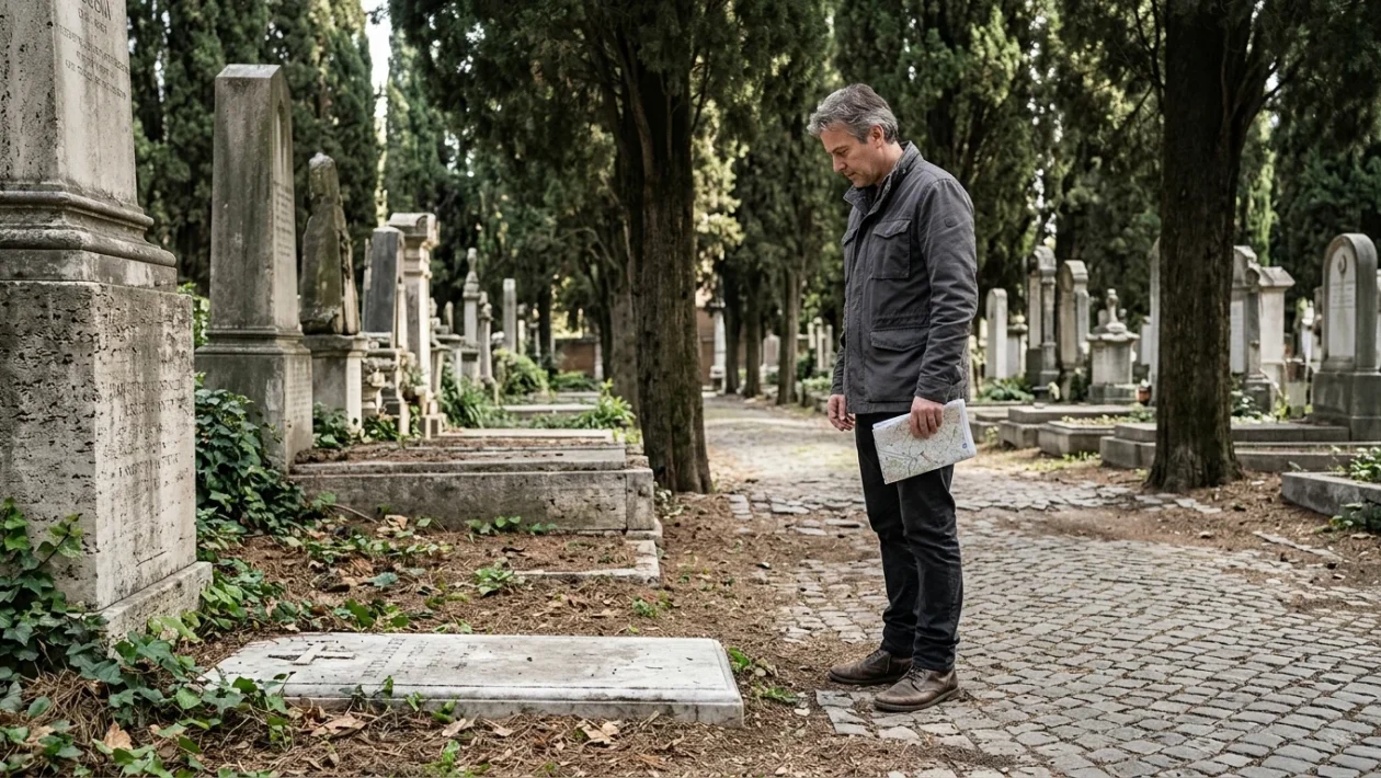 Scorcio del Cimitero Monumentale del Verano a Roma dove si trova la tomba di Marcello Mastroianni