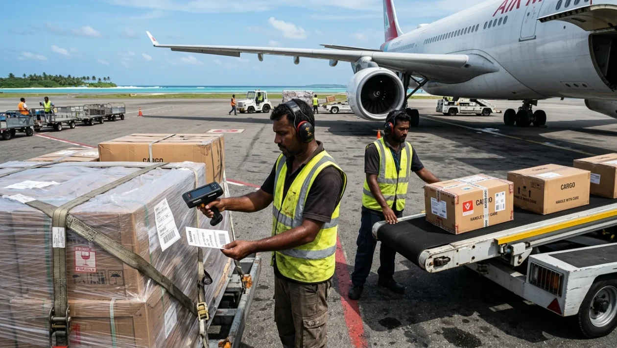 Aereo di linea all'aeroporto internazionale di Malé nelle Maldive