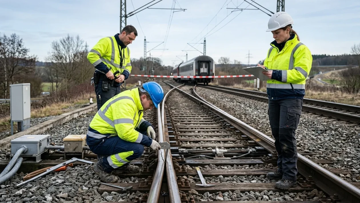 Linea ferroviaria con binari e sistemi di segnalamento dell'alta velocità