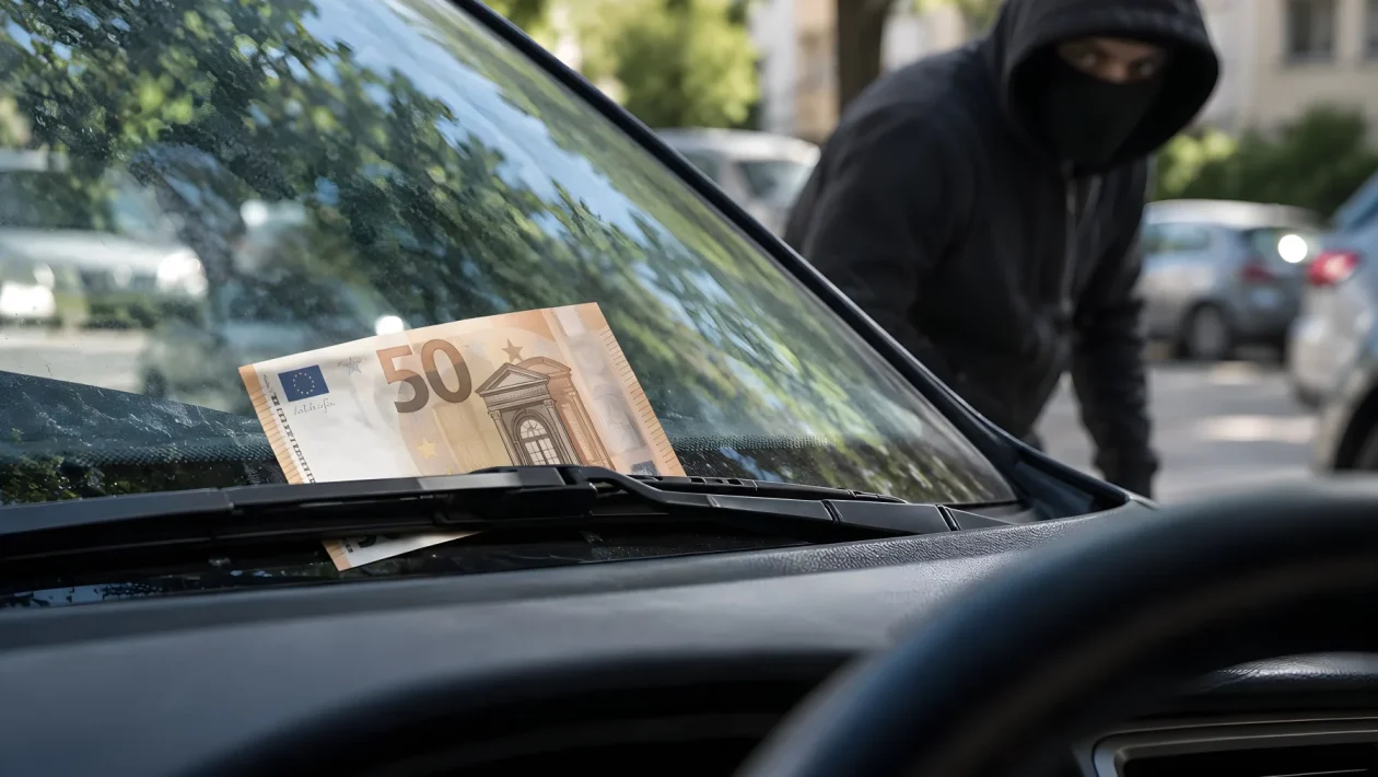 Trovare 50 euro sul parabrezza: perché scendere subito dall'auto può rivelarsi un errore