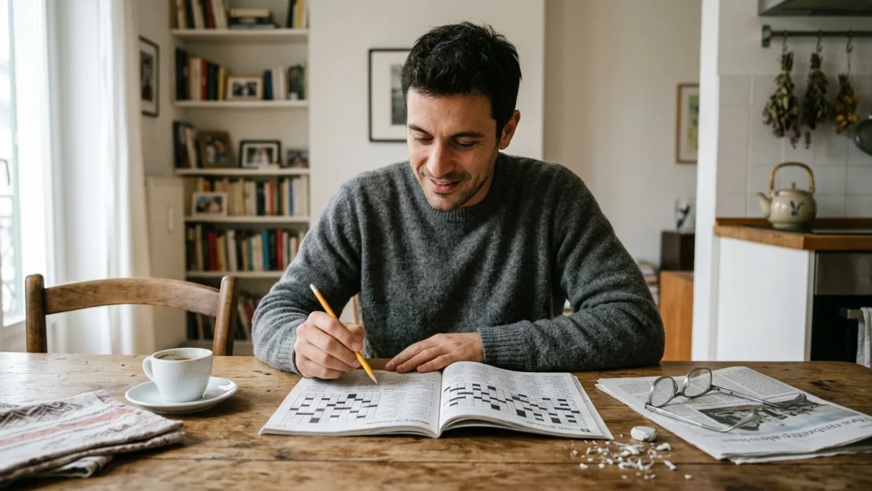 Una pagina di parole crociate de La Settimana Enigmistica compilata a matita