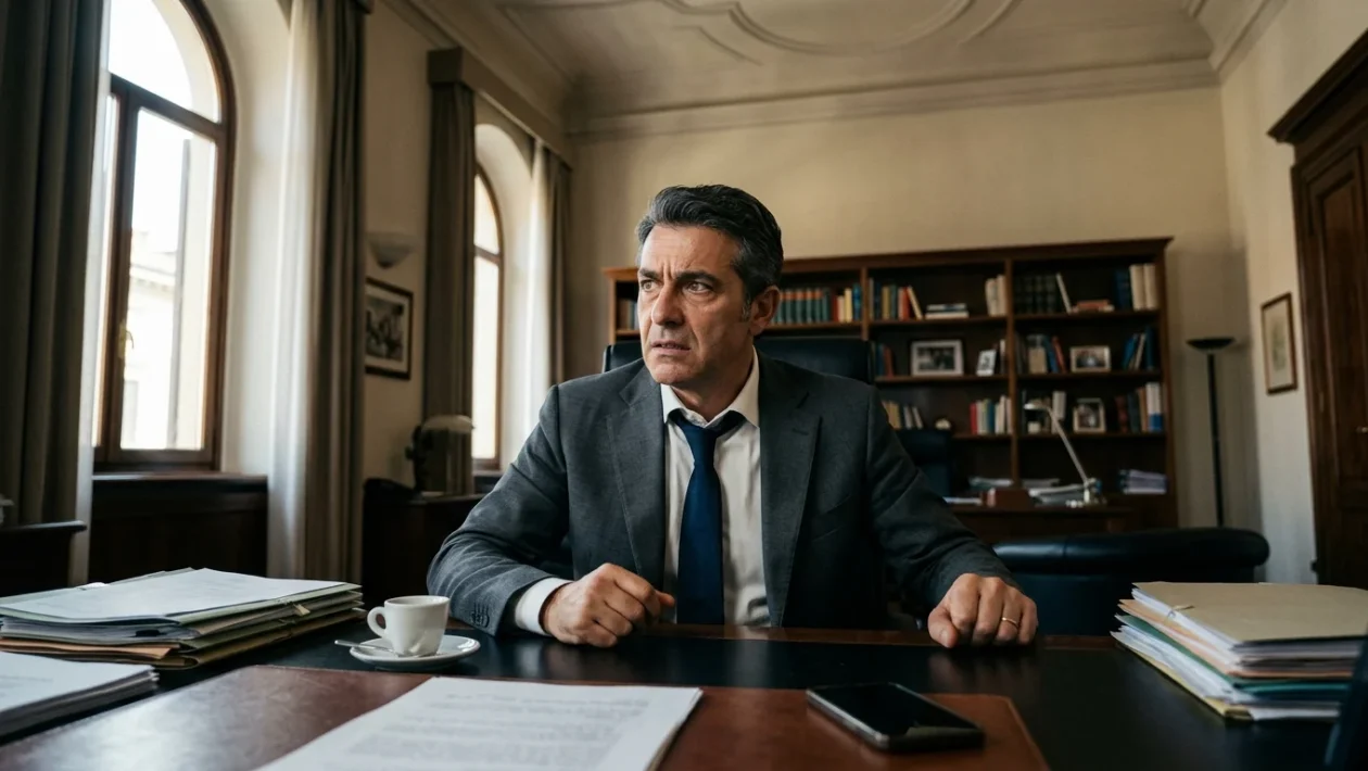 Alberto Palladini in una scena drammatica di Un Posto al Sole