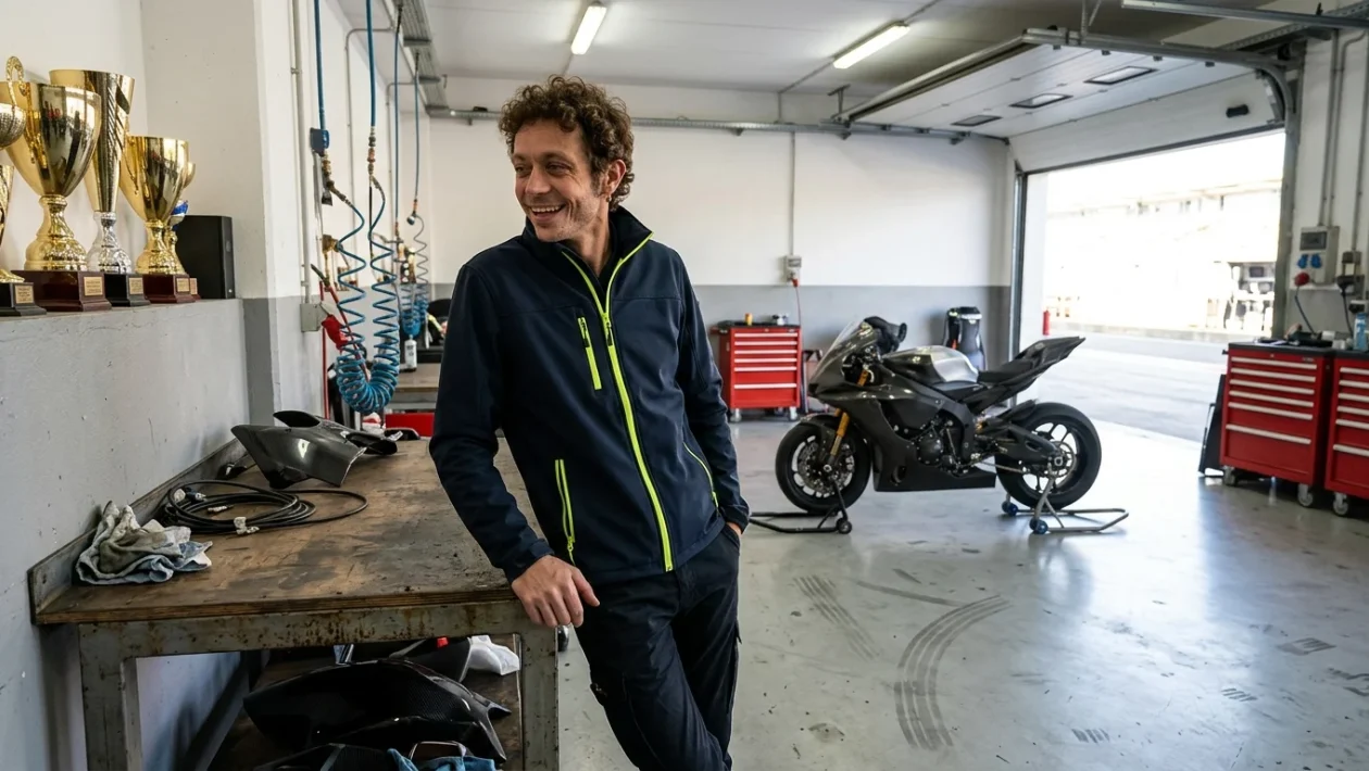 Valentino Rossi nel paddock del circuito di Misano