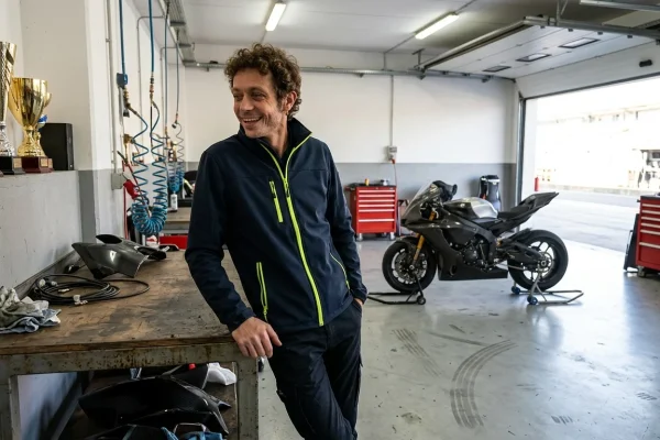Valentino Rossi nel paddock del circuito di Misano