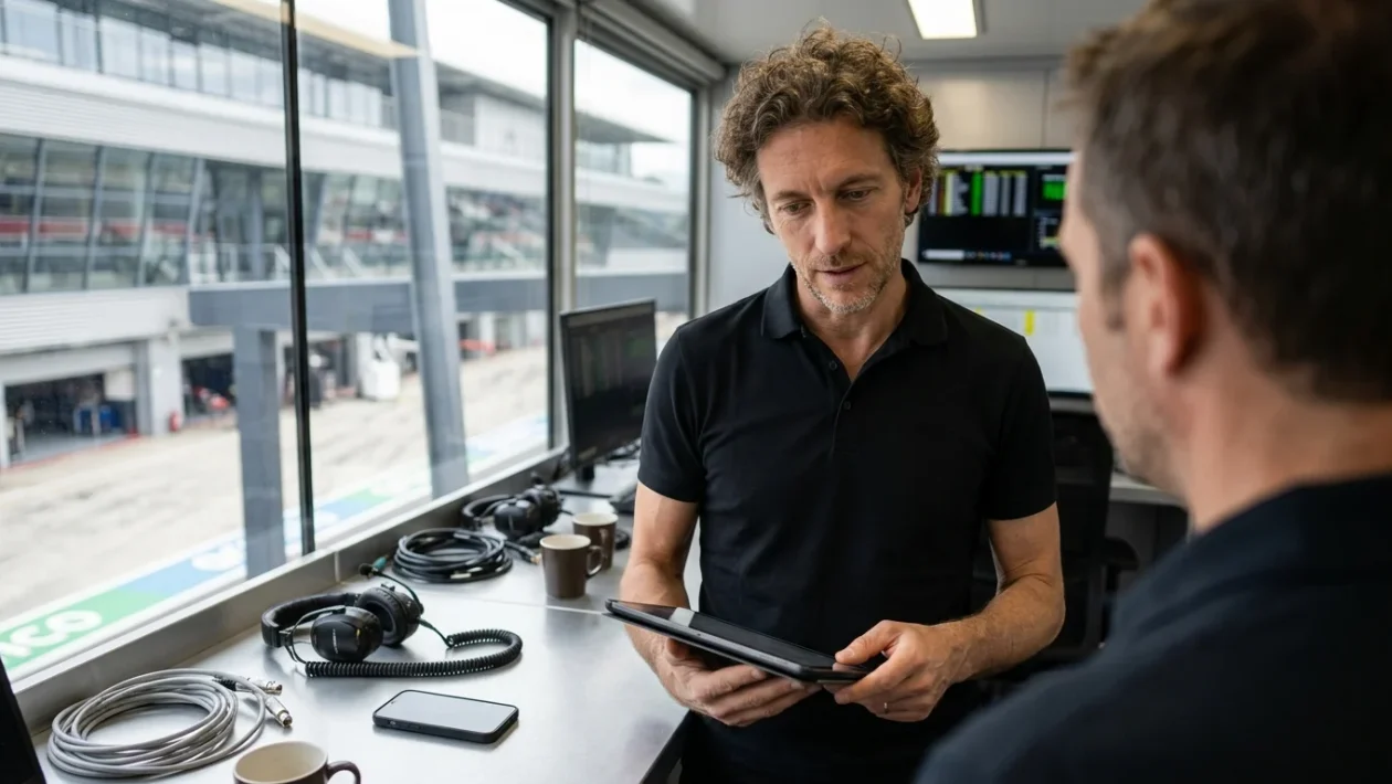 Valentino Rossi presente nel paddock del campionato mondiale di motociclismo