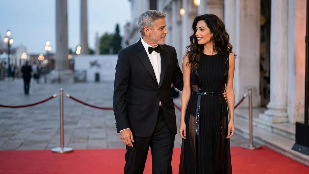 Amal Clooney e George Clooney sul red carpet del Festival di Venezia