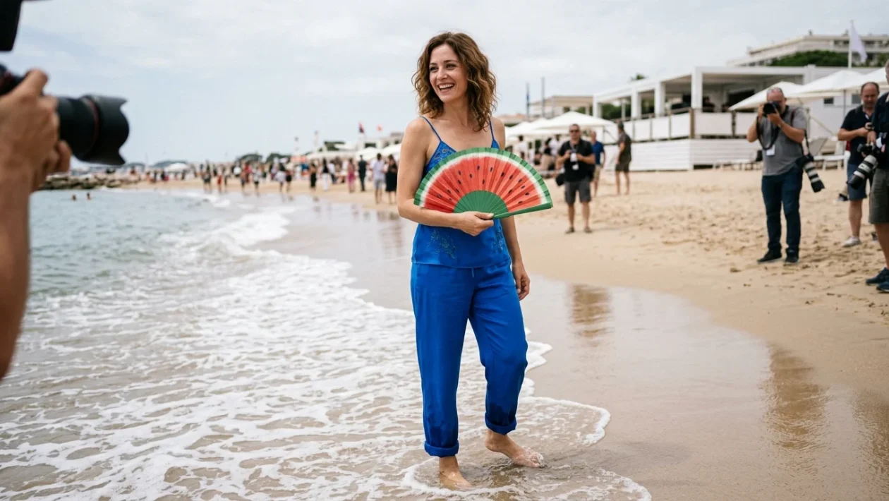 Greta Scarano sulla spiaggia dell'Hotel Excelsior al Lido di Venezia