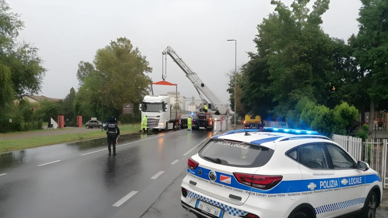 Via Emilia, doppio allarme traffico: tir bloccato e carrello con cavallo finisce nel fossato