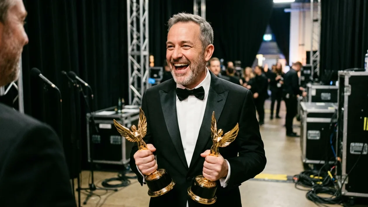 Matthew Rhys posa con i due premi conquistati agli Emmy Awards 2026