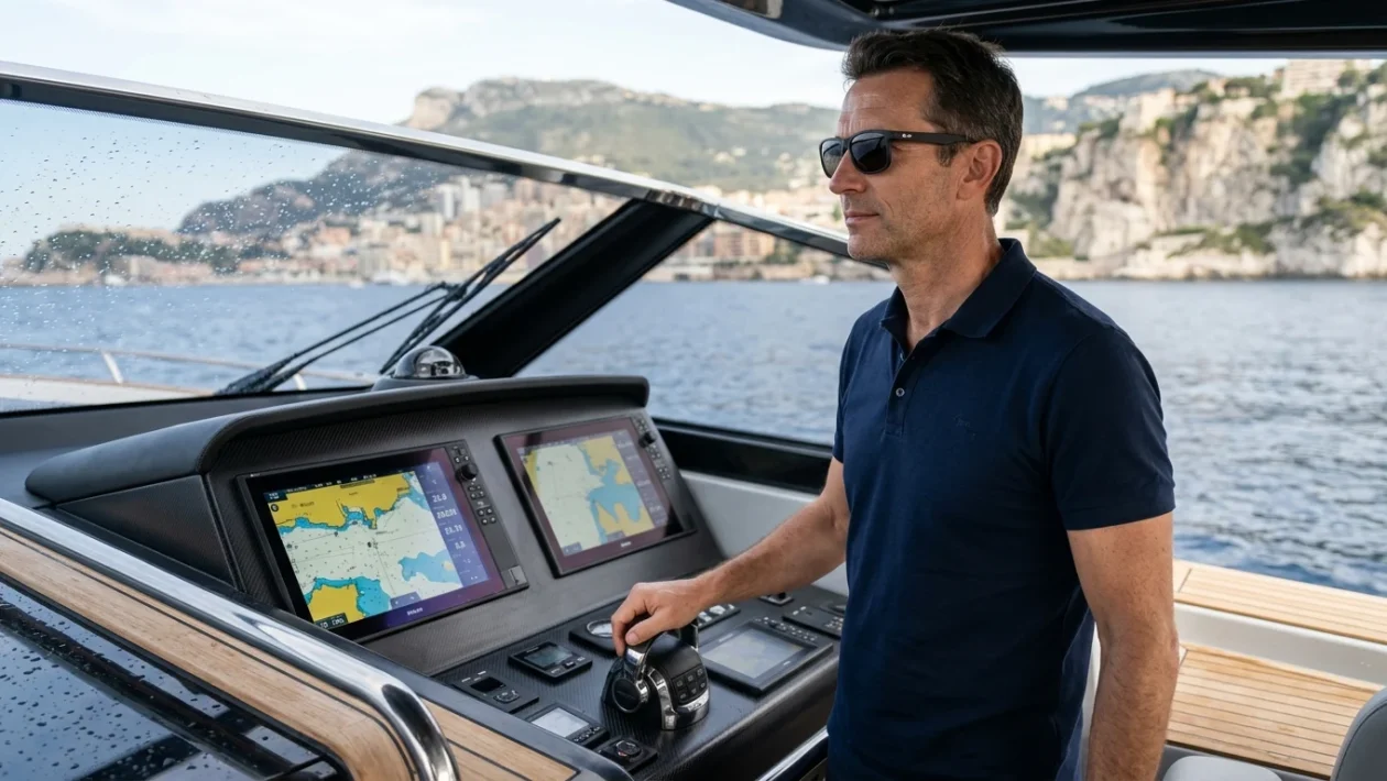 Yacht di lusso ormeggiato in una marina esclusiva associato all'ambiente della Formula 1