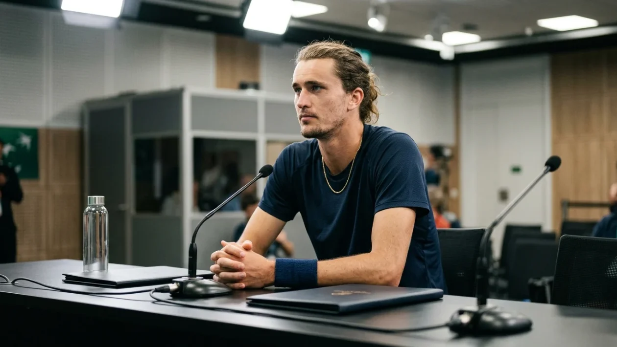 Alexander Zverev impegnato sul campo da tennis durante un torneo del Grande Slam