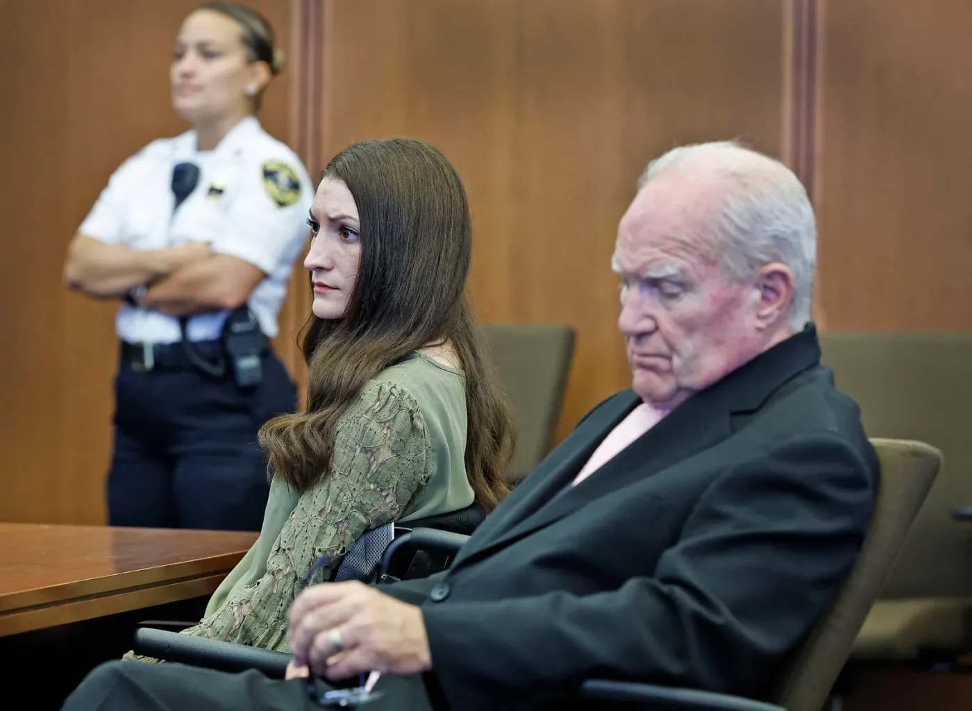 Defendant Lindsay Clancy and her attorney Kevin Reddington listen as the judge declares a mistrial at the conclusion of...