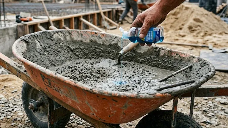 El detergente mejora la plasticidad del cemento. (Imagen ilustrativa generada con IA)