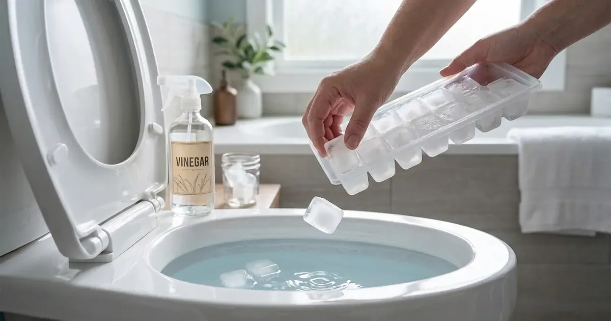 Ghiaccio e aceto nel wc: la combinazione in 5 passaggi che rimuove calcare e macchie ostinate